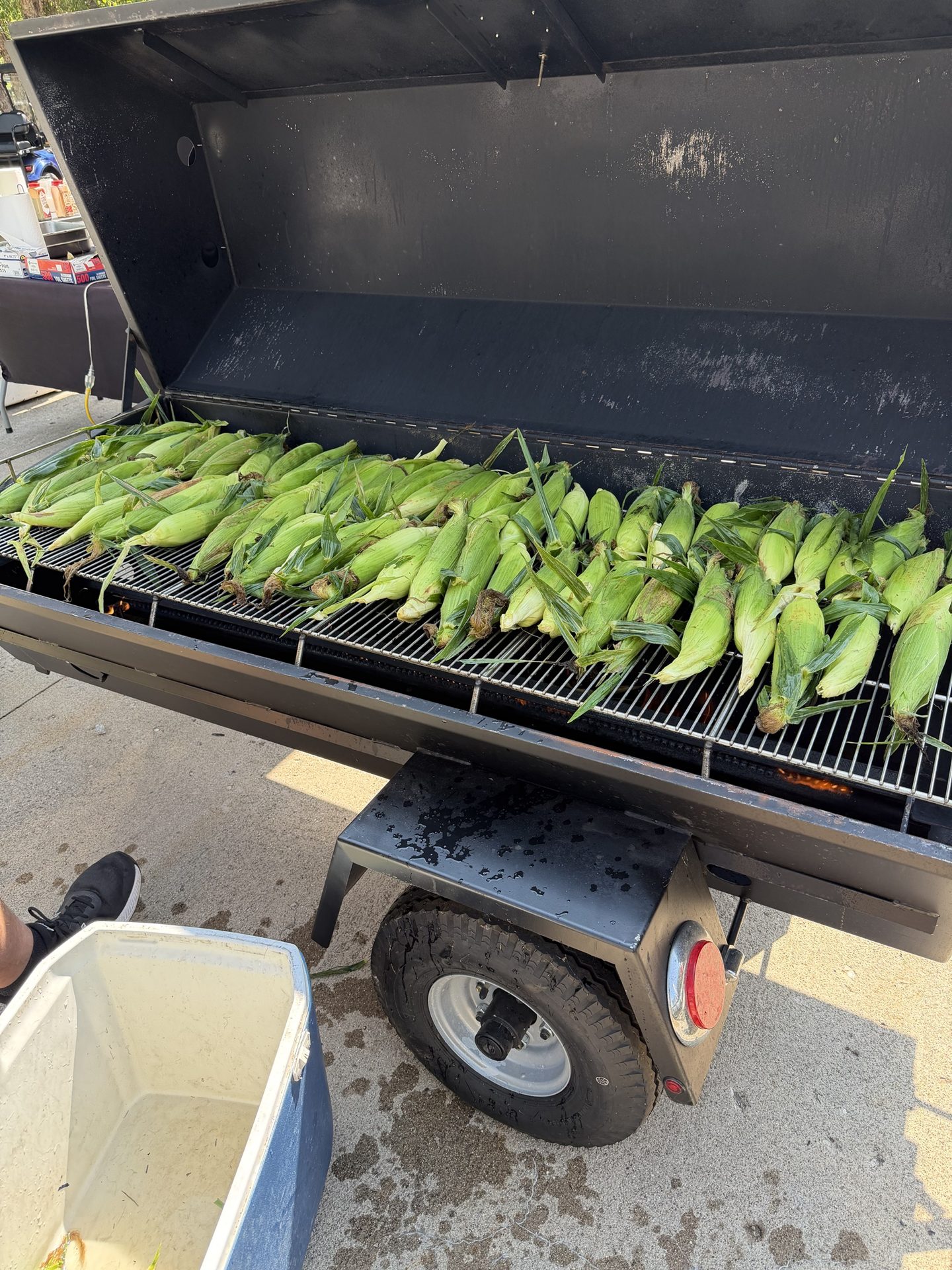 Sweet corn roasting on the grill